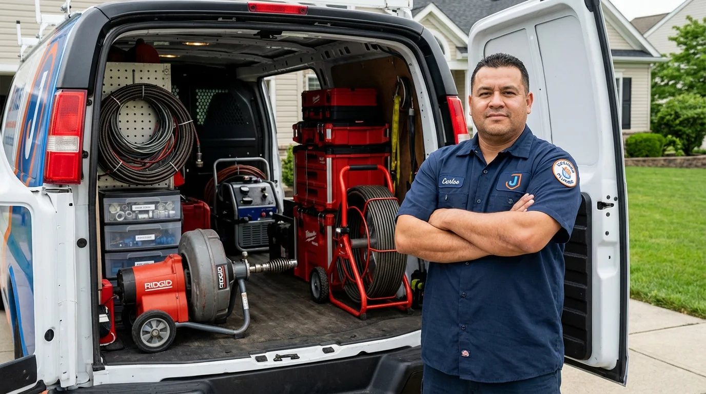 Professional drain cleaning equipment and Johns Plumbing LLC plumber in Scott