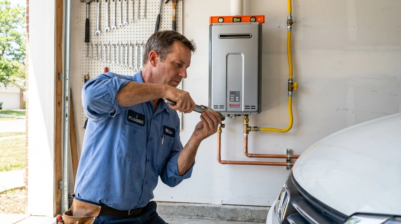 Tankless water heater installation by a Johns Plumbing LLC plumber in Scott
